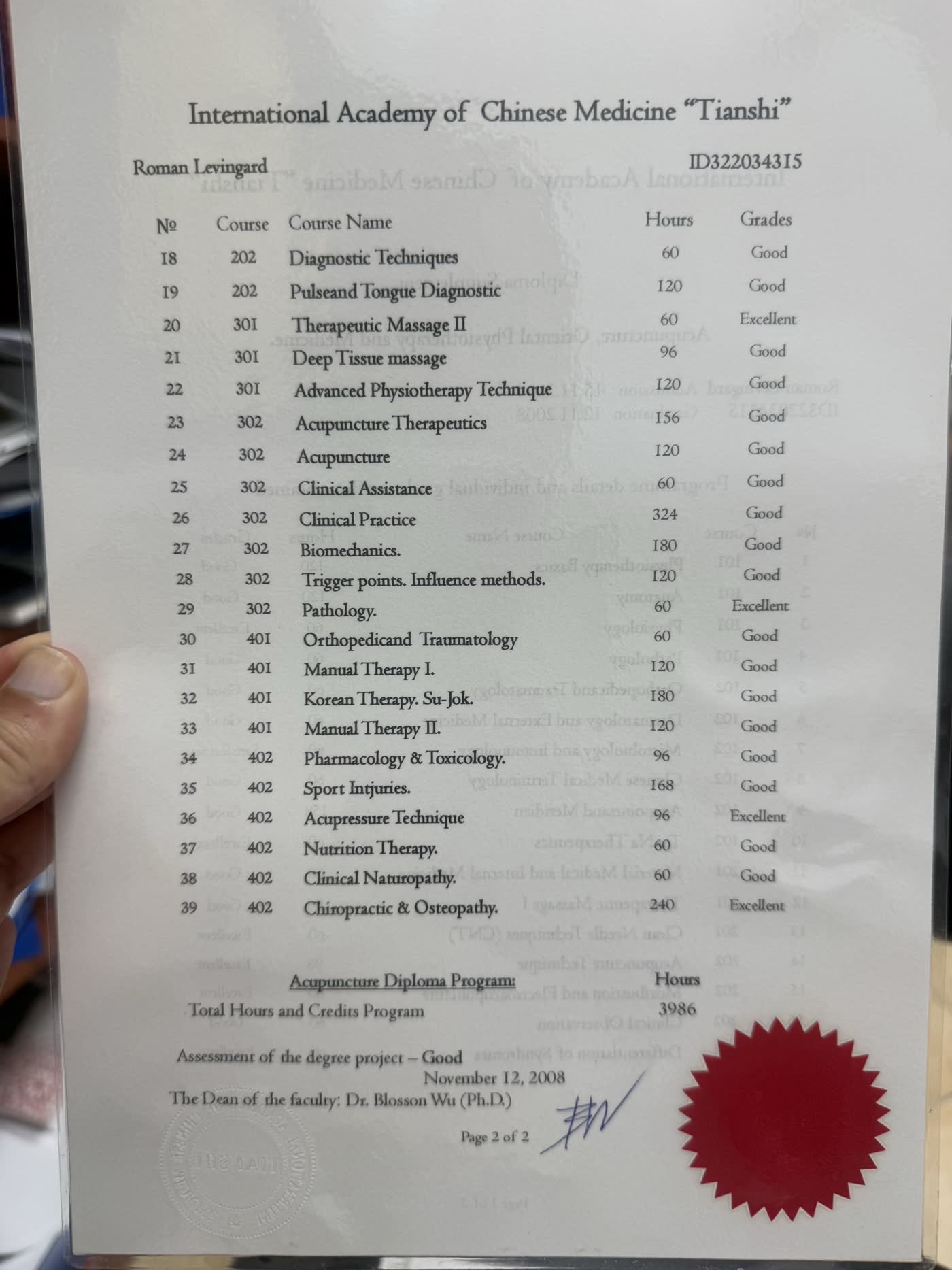 Acupuncture program transcript