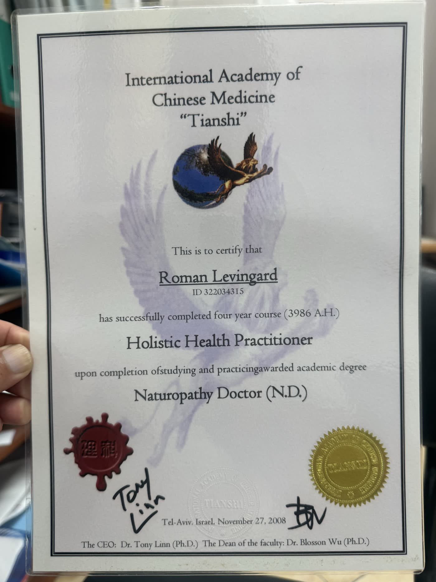 Naturopathy Doctor diploma